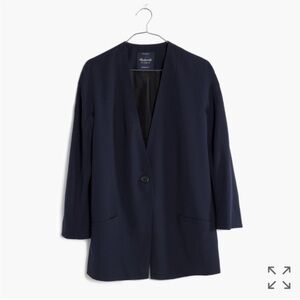 Madewell Flatiron Blazer Navy Longline Blazer Size 10